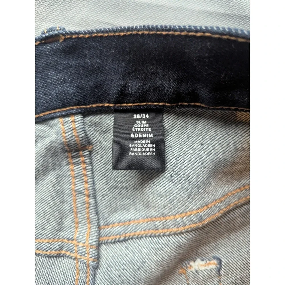 H&M &Denim Slim Jeans Mens 38x32 Blue dark Wash Stretch Tapered Denim Pants